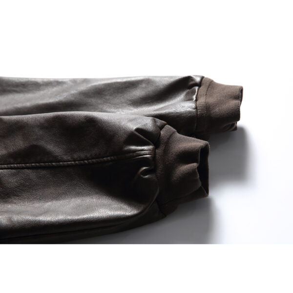 Loose Lapels Motorcycle Leather Jacket Retro Rub Colored PU Leather Jacket For Men - Image 5
