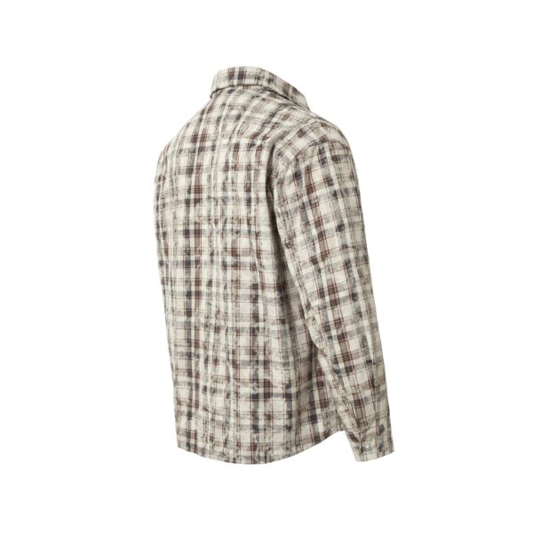 Retro Tie-dyed Distressed Plaid Long-sleeved Shirt Loose - Image 3