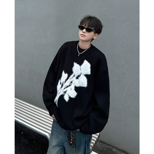 Autumn And Winter New American Retro Brocade Sweater Men's Loose Sweater - Image 4
