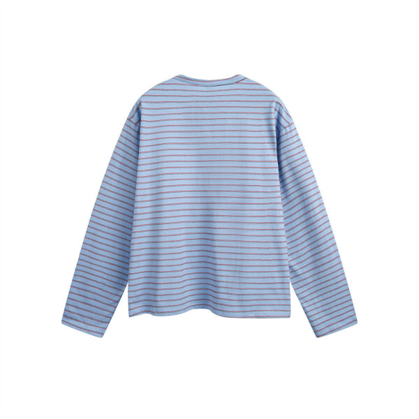 American Retro Men's Clothes Striped Long Sleeve Embroidered Button T-shirt - Image 2