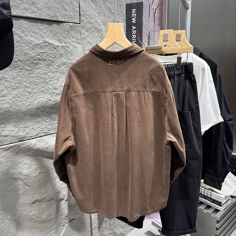 Washed Cotton Men's Workwear Loose Jacket Coat - Image 3