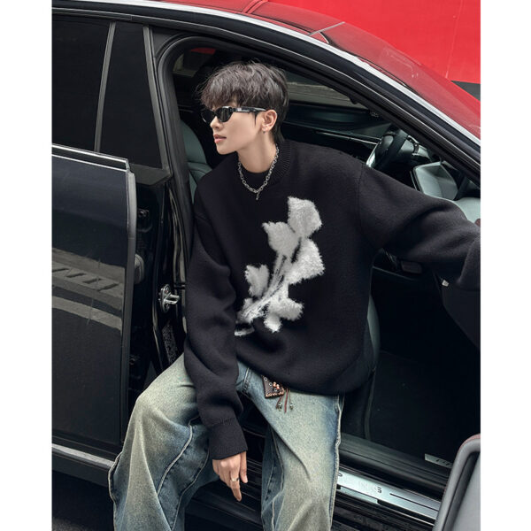 Autumn And Winter New American Retro Brocade Sweater Men's Loose Sweater - Image 5