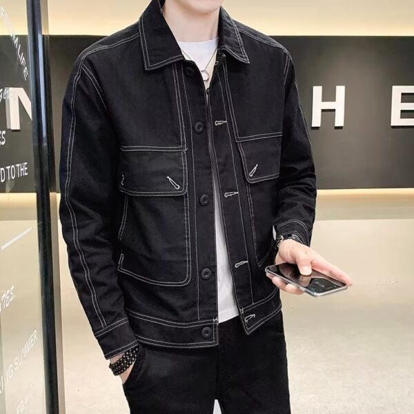 Workwear Loose Trendy Denim Men's Jacket - Image 4