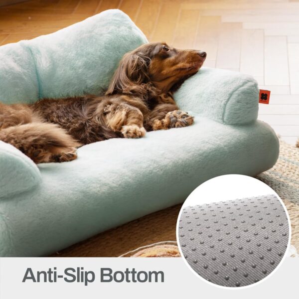 MEWOOFUN Plush Cat Bed For Indoor Cats - Washable 26x19x13 Inch Pet Couch With Non-Slip Bottom, Fluffy Small Dog Bed For Puppies & Kittens, Blue - Image 8