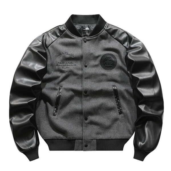 American Retro Woolen Coat Stitching Embroidered Flight Jacket - Image 7