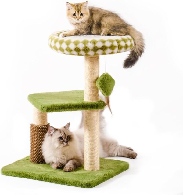 Mewoo Large Cat Tree Tower For Adult Cats - Multi-Level Scratching Post With Removable Perch & Interactive Toys, Indoor Cat Furniture For Kittens Green - Image 8