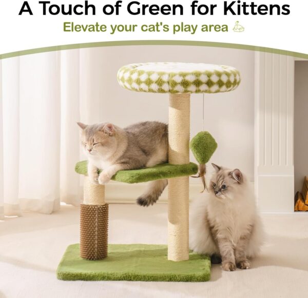 Mewoo Large Cat Tree Tower For Adult Cats - Multi-Level Scratching Post With Removable Perch & Interactive Toys, Indoor Cat Furniture For Kittens Green - Image 7
