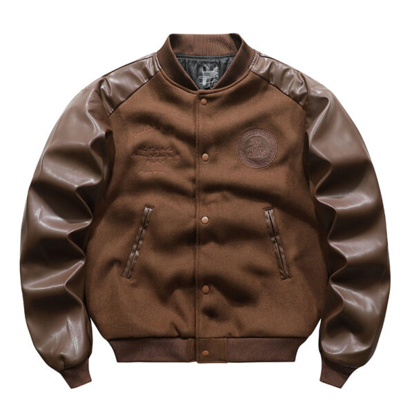 American Retro Woolen Coat Stitching Embroidered Flight Jacket - Image 8
