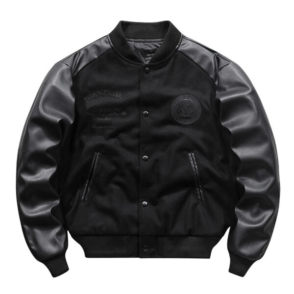 American Retro Woolen Coat Stitching Embroidered Flight Jacket